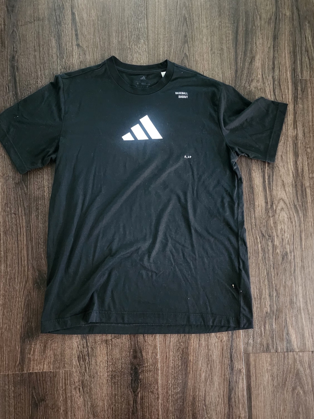 adidas Black Short Sleeve Crew Tee with White Logo